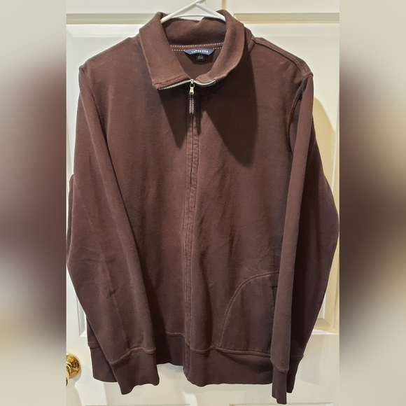 Lands End Sweatshirt Woman Large Brown Zip Up Outdoor Preppy Comfort Casual - Picture 8 of 10